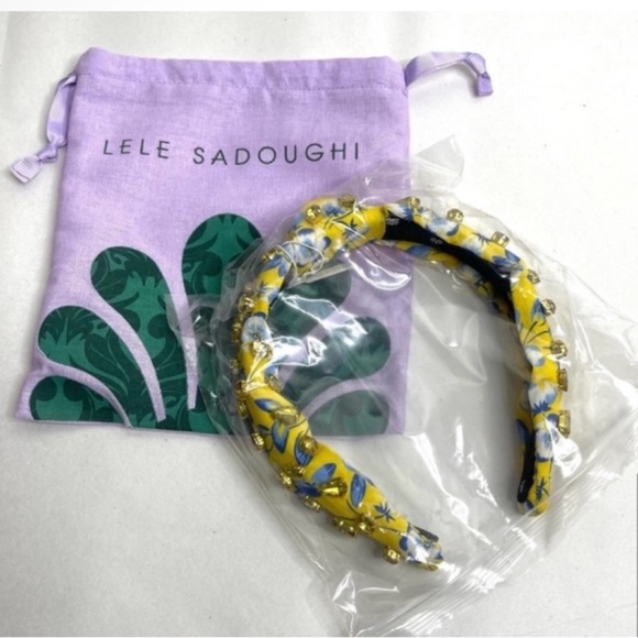 LELE SADOUGHI x LIBERTY LONDON Crystal Embellished NEW Yellow Floral Headband - Picture 7 of 10